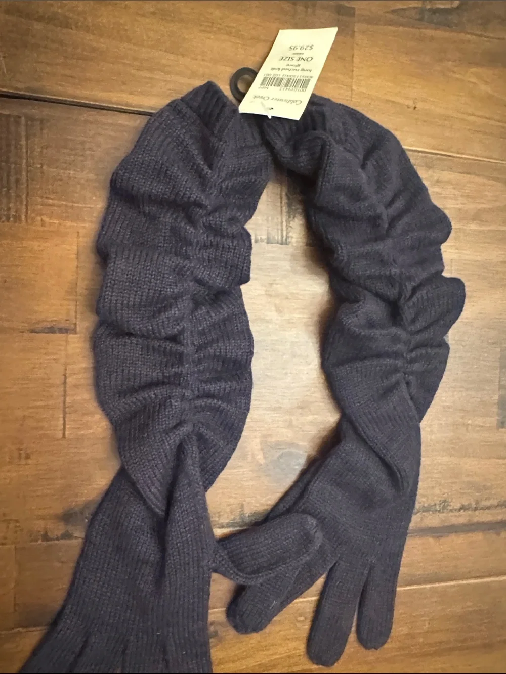 NWT Coldwater Creek Long Ruched Knit Gloves - Dark Brown